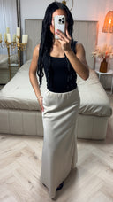 Soepelvallende Maxi Rok in Satijnlook met Elastische Tailleband