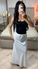 Soepelvallende Maxi Rok in Satijnlook met Elastische Tailleband