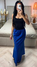 Soepelvallende Maxi Rok in Satijnlook met Elastische Tailleband