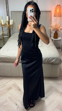 Soepelvallende Maxi Rok in Satijnlook met Elastische Tailleband