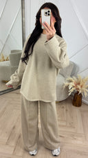 Soft Fleece Two-Piece Set met Wide-Leg Broek