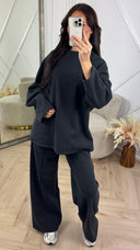 Soft Fleece Two-Piece Set met Wide-Leg Broek