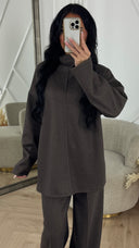 Soft Minimal Two-Piece Fleece Set met Hoge Kraag