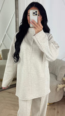 Soft Minimal Two-Piece Fleece Set met Hoge Kraag
