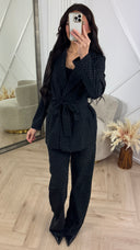 Sparkle Blazer Set met Ceintuur & Gouden Knopen