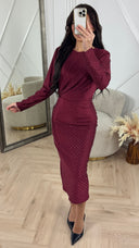 Sparkle Midi Jurk met Plooi-Knoopdetail