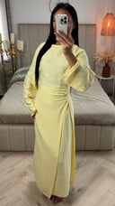 Split Dress Golden Button Detail Integrated Skirt