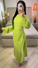 Split Dress Golden Button Detail Integrated Skirt