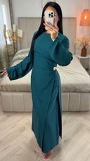 Split Dress Golden Button Detail Integrated Skirt