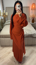 Split Dress Golden Button Detail Integrated Skirt