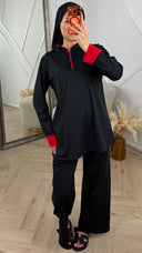 Sportieve Burkini Set met Contrast Rits en Omslagmanchetten