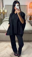 Super Oversized Blouse Button Down Sleeve Detail