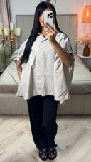 Super Oversized Blouse Button Down Sleeve Detail