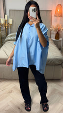 Super Oversized Blouse Button Down Sleeve Detail