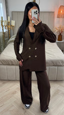 Textured Double-Breasted Set met Wide-Leg Broek