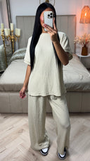 Textured Oversized Viscose Set Golden Buttons