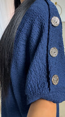 Textured Oversized Viscose Set Golden Buttons