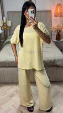 Textured Oversized Viscose Set Golden Buttons