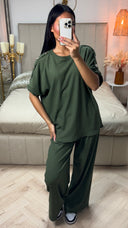 Textured Oversized Viscose Set Golden Buttons