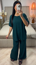 Textured Oversized Viscose Set Golden Buttons