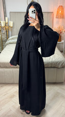 Tie Belt Linnenlook Maxi Dress Wide Sleeves