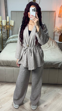 Tie Belt V Neck Linnenlook Set