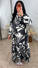 Tropical Print Maxi Jurk met Volantrok 5601