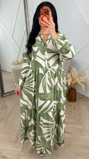 Tropical Print Maxi Jurk met Volantrok 5601