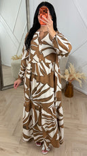Tropical Print Maxi Jurk met Volantrok 5601