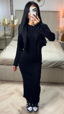 Tweedelige Set met Fringe Jasje & Rib Maxi Jurk