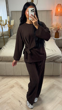 Tweedelige Set met Wide Leg Broek en Strikdetail