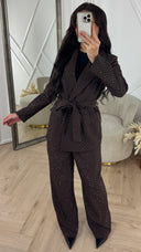 Two-Piece Rhinestone Blazer Set met Ceintuur