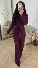 Two-Piece Rhinestone Blazer Set met Ceintuur