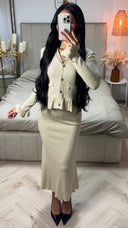 Two-Piece Set met Cardigan Top en Maxi Rok