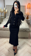 Two-Piece Set met Cardigan Top en Maxi Rok