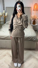 Two-Piece Set met Gerimpelde Top en Wide Leg Broek