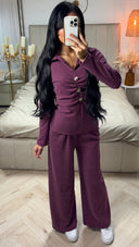 Two-Piece Set met Gerimpelde Top en Wide Leg Broek