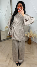 Two-Piece Set met Overslag Top en Wijde Broek