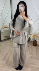 Two-Piece Set met Split Mouwen en Ceintuur