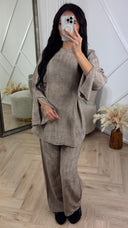 Two-Piece Set met Split Mouwen en Ceintuur