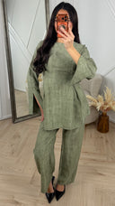 Two-Piece Set met Split Mouwen en Ceintuur