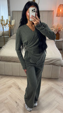 Two-Piece Set met Wrap Top en Wide Leg Broek