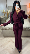 Two-Piece Suit Set met Gevoerde Blazer en Wide Leg Broek