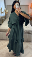 V Neck Dress Ruffle Detail