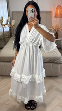 V Neck Dress Ruffle Detail