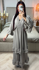 V Neck Dress Ruffle Detail