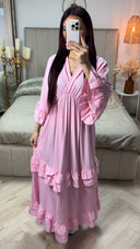 V Neck Dress Ruffle Detail