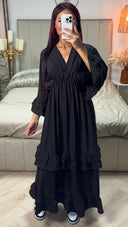 V Neck Dress Ruffle Detail