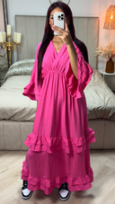 V Neck Dress Ruffle Detail