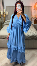 V Neck Dress Ruffle Detail
